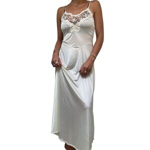 Vintage Gold Label Victoria’s Secret Sexy Satin Maxi Slip Dress White Bridal S/M